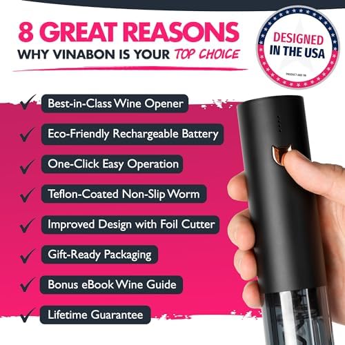 VINABON Electric Wine Opener - Updated 2026 One-Touch Automatic Wine