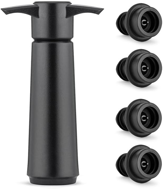 Vacuum Wine Saver Pump with 4 Reusable Stoppers, Silicone Wine Stopper