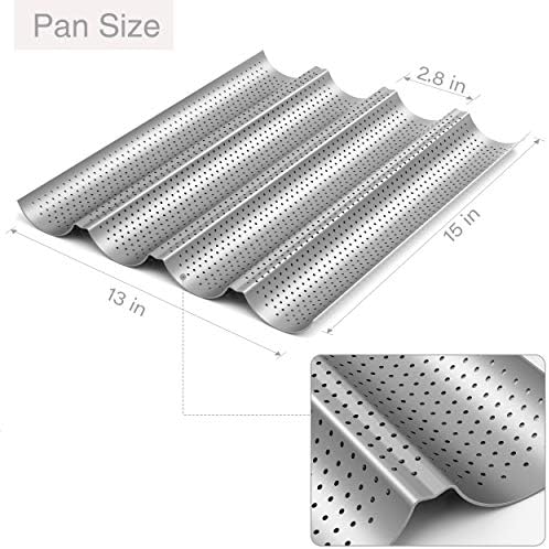 Tiawudi 2 Pack Nonstick Perforated Baguette Pan 15" x 13" for French