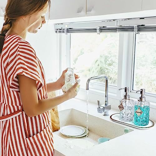 JASAI 2Pack Diamond Embossed Glass Soap Dispensers, 12 OZ