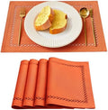 Orange Burlap Place Mats, Fall Placemats Set of 4, 12 x 18 Inch