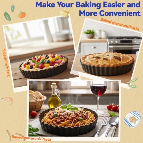 5 Packs Tart Pans Removable Bottom, Nonstick Steel Round