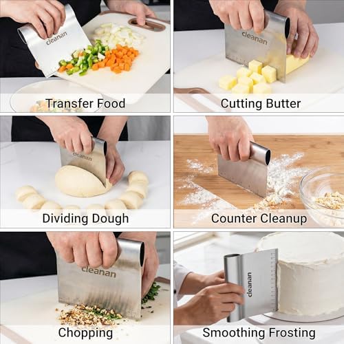 Bench Scraper Kitchen & Dough Scraper Tool - Stainless Steel