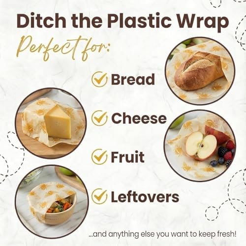 5-Sheet Reusable Beeswax Food Wraps