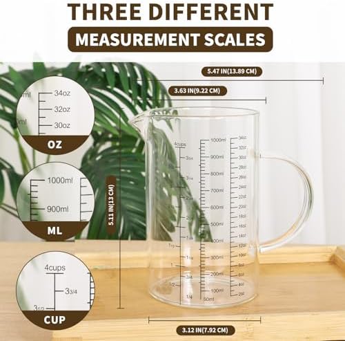 Glass Measuring Cup Set, 4-Cup/32oz (1000 ml) + 12oz (350 ml)