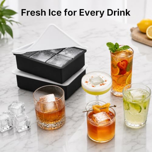 Silicone Ice Cube Tray with Lid, 2 Pack Ice Cube Trays for Freezer