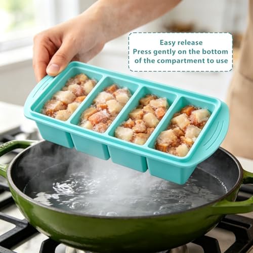 Silicone Freezer Trays with Lid for Food- 4 Large 1-Cup (250ml)
