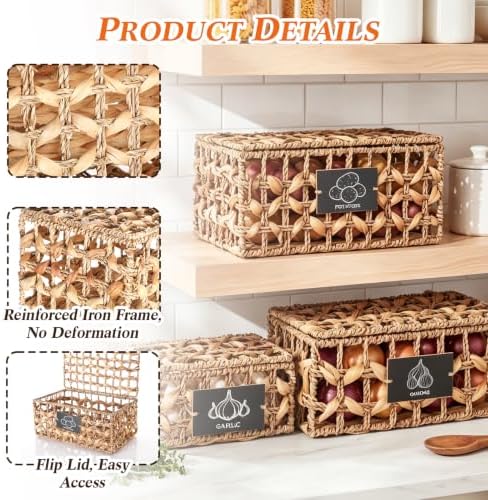 Blushtier Potato Onion Garlic Storage Bins with Lid for Kitchen