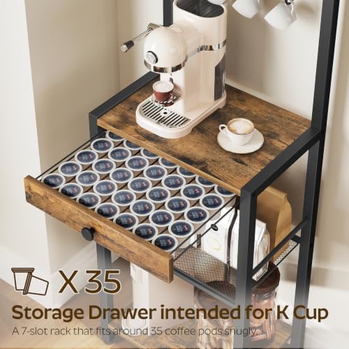 YATINEY 5-Tier Coffee Bar Station, Rustic Brown