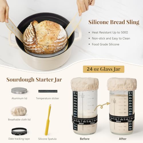 BAVIFY Sourdough Starter Kit with Proofing Baskets