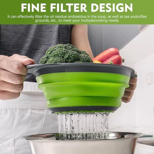 Collapsible Colander Set, 3 Pack Silicone Strainers for Kitchen-BPA