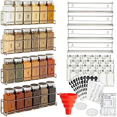 Talented Kitchen Spice Rack Organizer - 4 Stainless Steel Wall-Mounted