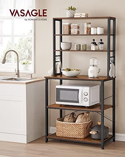 VASAGLE 6-Tier Baker's Rack, 31.5 Inches, 6 Hooks