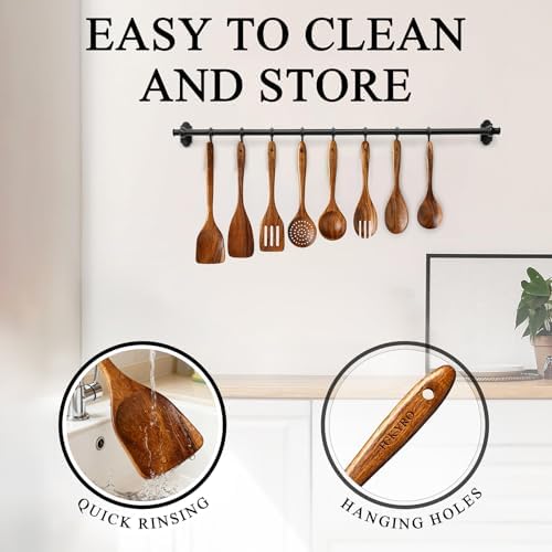 8 Piece Teak Wooden Kitchen Utensil Set