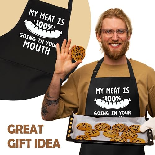 Funny Aprons for Men with 2 Pockets, Cooking Apron for Dad, Gag Gifts