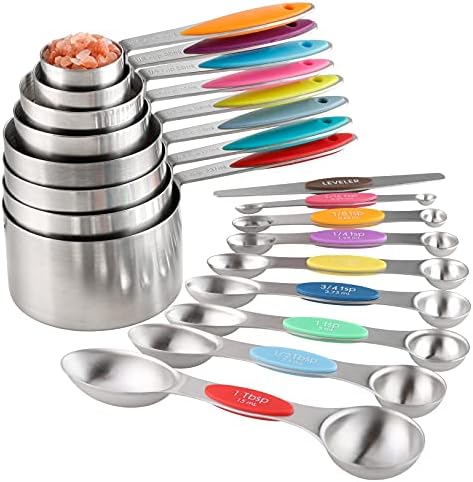 Measuring Cups and Spoons Set of 17 Double Sided Magnetic Measuring