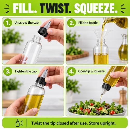 20 Pack Clear Dispensing Bottles with Twist Top Caps,4oz
