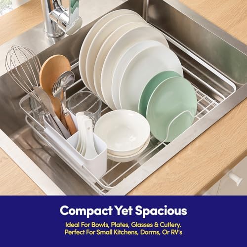 3 Piece Dish Drying Rack with Drainboard, White
