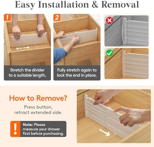 Lifewit 6" Tall Drawer Dividers, Adjustable Deep Drawer Organizer