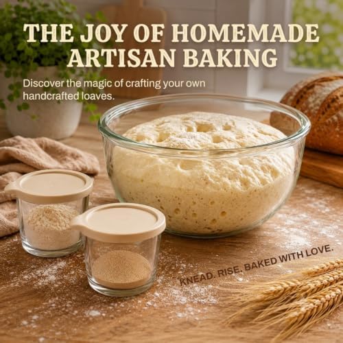 6QT Glass Mixing Bowl Set with 2 Storage Jars