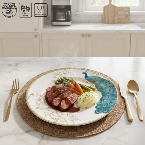 222 Fifth 16-Piece Porcelain Dinnerware Set for 4, Elegant Plates and