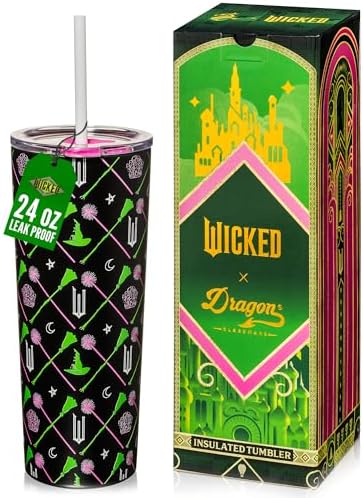 Dragon Glassware x Wicked Stainless Steel Tumbler with Straw, 24 oz