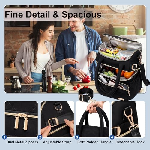 Weitars Lunch Bag for Women Men,Double Deck Lunch Box for Women,Lunch