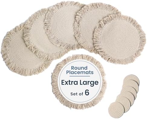 Fine Living 15 Inch Round Placemats Set of 6 with 6-Free