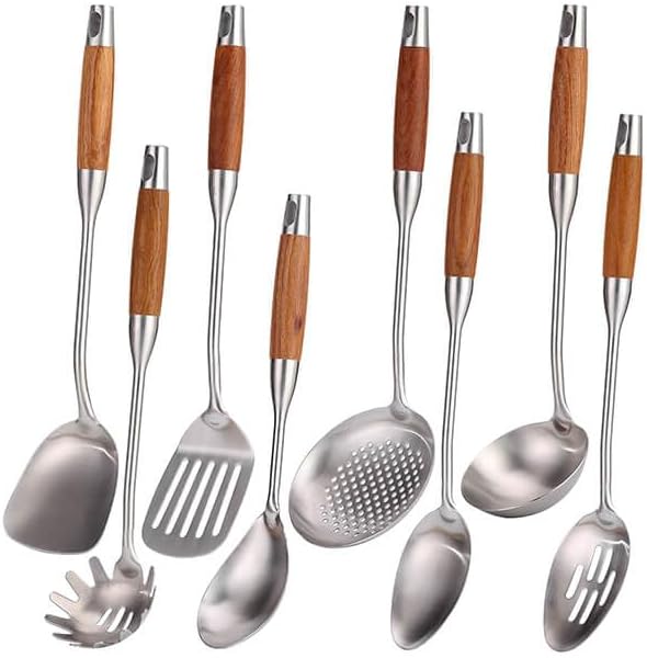 18/10 Stainless Steel Utensils Set with Wooden Handle