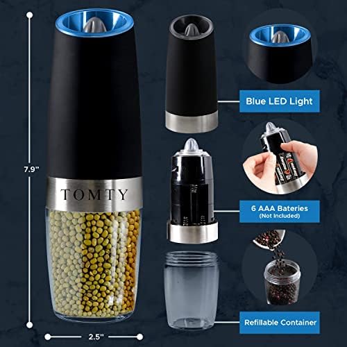 Gravity Electric Salt and Pepper Grinder Set, White