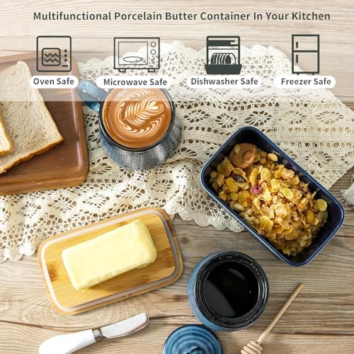 Butter Dish with Lid for Countertop, Ceramic Extra Large Butter Holder