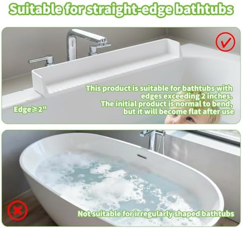 Bathtub Splash Guard for Tub Kids, 31 Inch White Bath Play Shelf