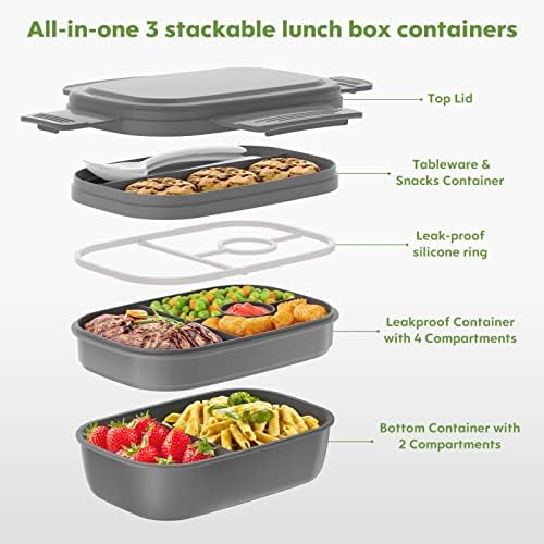 HOMETALL Bento Box Adult Lunch Box,3 Stackable Bento Lunch Containers