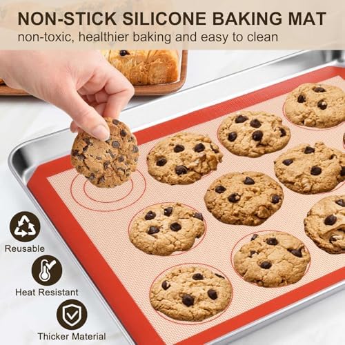 TeamFar Baking Pan with Rack and Mat, Stainless Steel, 16inch