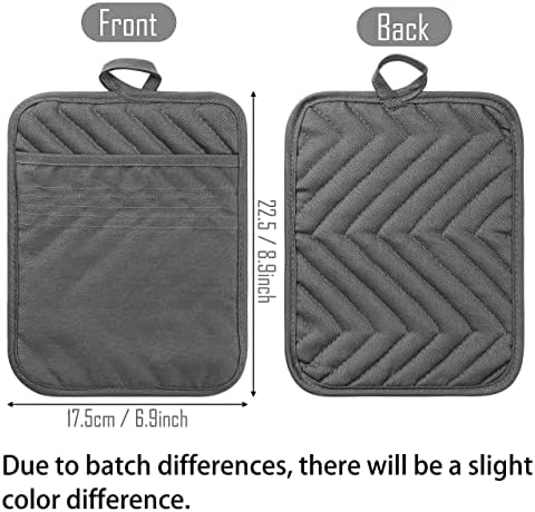 5-Pack Cotton Pocket Pot Holders, Grey