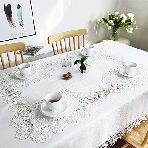 Lace Tablecloth Fabric Washable Off White 60x120inch