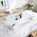 Lace Tablecloth Fabric Washable Off White 60x120inch