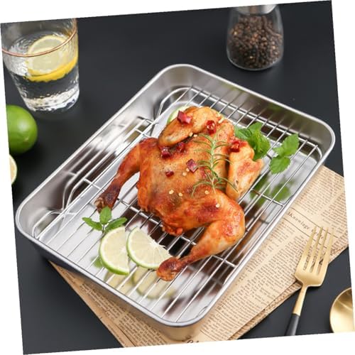 Stainless Steel Baking Tray with Net Rack, Rectangular