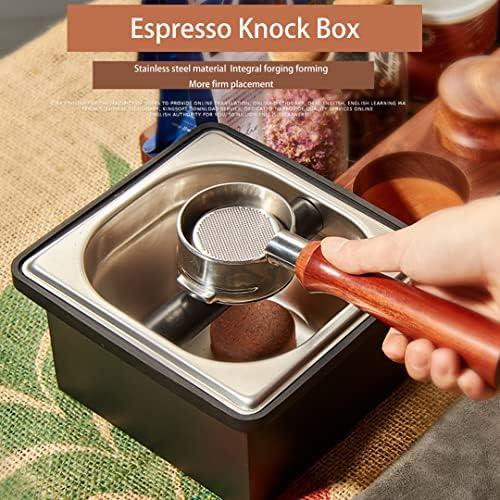 Coffee Knock Box, Stainless Steel Dump Bin Espresso Knock Box for