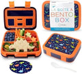 kinsho Dinosaur Bento Lunch Box Container for Small Kids Boys, Blue