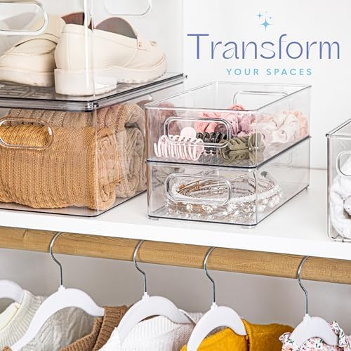 Plastic Food Storage 2 Pack Clear Container Bin with Handles for
