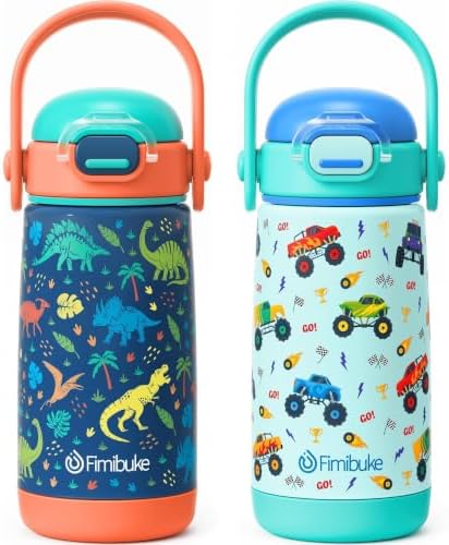 Fimibuke 14oz Kids Water Bottle, 18/8 Stainless Steel Insulated