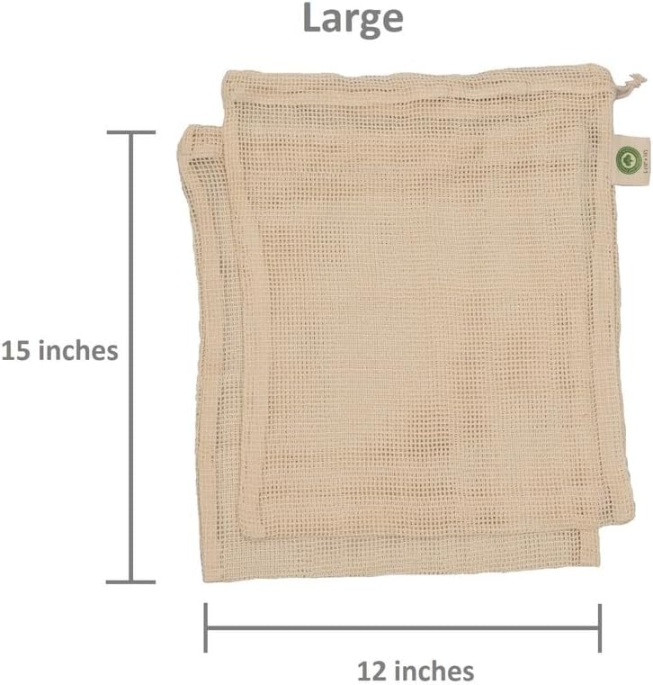 Reusable Garlic Storage Bags - Organic Cotton Garlic Mesh Bags with