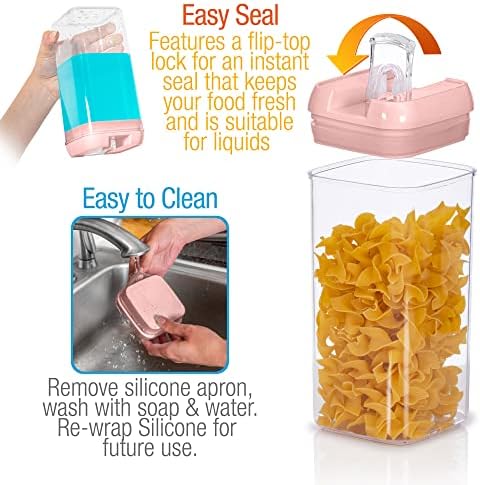 Set of 7 Airtight Food Storage Containers - Pantry Organizer Bins, BPA