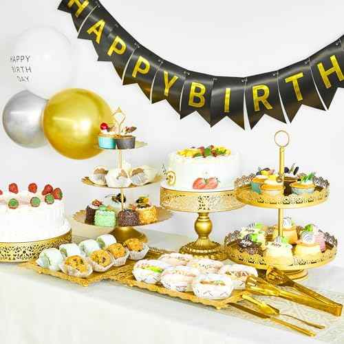 11 Pcs Gold Dessert Table Display Set, Metal Cake Stand Platters