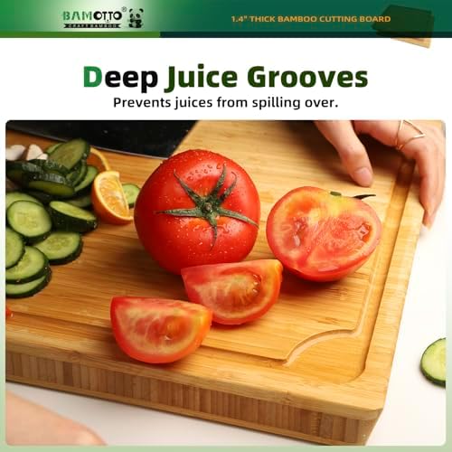 BAMOTTO CRAFTBAMBOO 1.4" Thick Bamboo Cutting Board Butcher Block