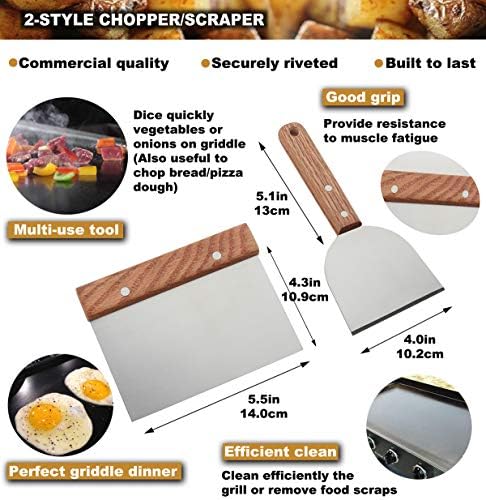 ROMANTICIST 8pc Professional Stainless Griddle Accessories Kit