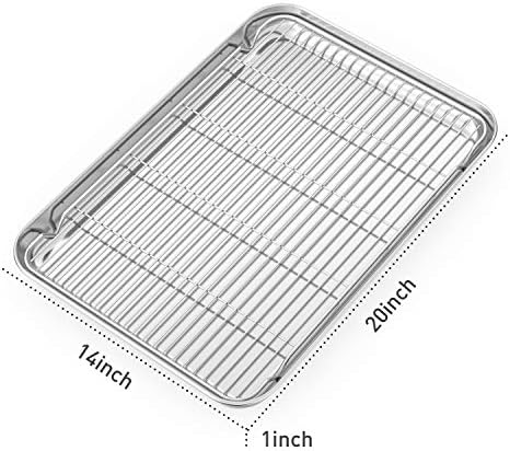 Baking Sheet with Cooling Rack and Silicone Baking Mat, 20 Inch