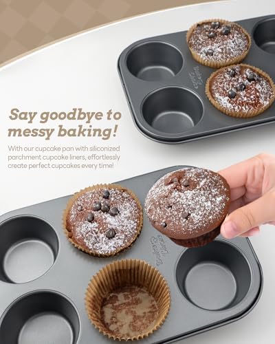 Bake Choice 2 Jumbo Muffin Pan for Baking, Extra Large Cupcake Pan