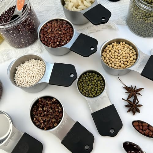 Stainless steel 304 measuring cup and spoon magnetic silicone handle